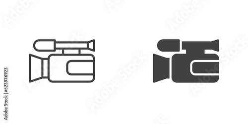 Video camera icon, line and glyph version