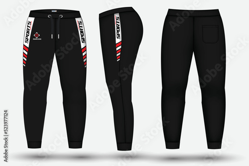  Trouser design template for technical fashion illustration and trousers pant design for Sweatpants design and mockup