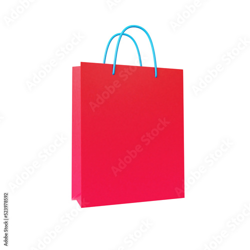 3D Paper bag. Online shopping concept. 3d render illustration