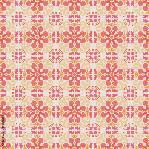 Nature Seamless Pattern Mushroom Plant Background Damask Art