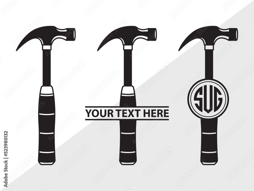Stockvector Hammer Monogram SVG Claw Hammer Svg Thor Hammer Svg