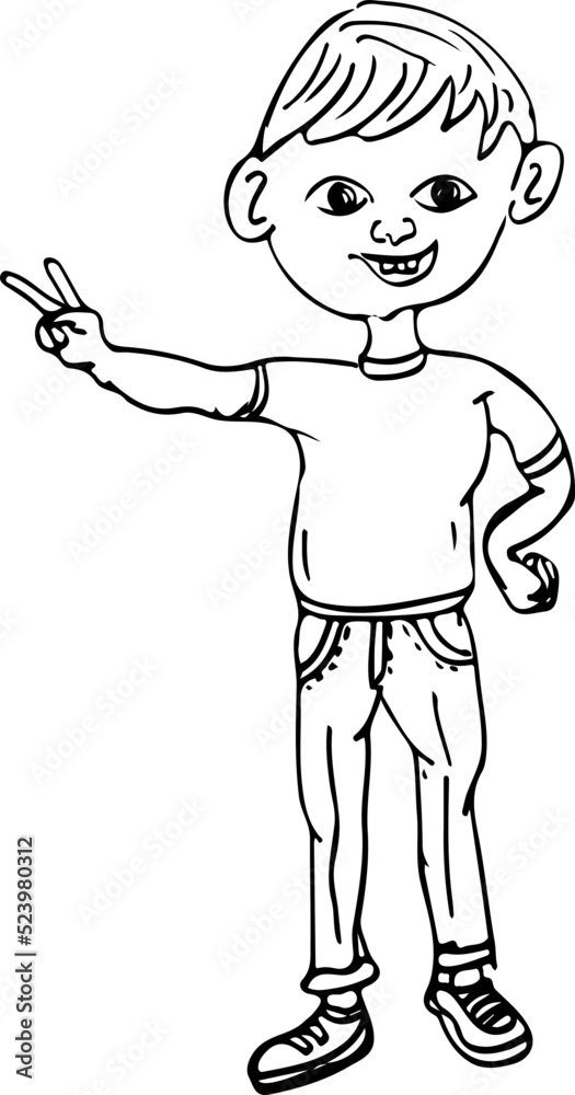 Teenage boy doing thumbs up line art vector silhouette, young boy doing thumbs up in cartoon style, Sketch drawing kid in funny pose, young boy clip art Teenage boy doing thumbs up line art vector silhouette, young boy doing thumbs up in cartoon style, Sketch drawing kid in funny pose, young boy clip art