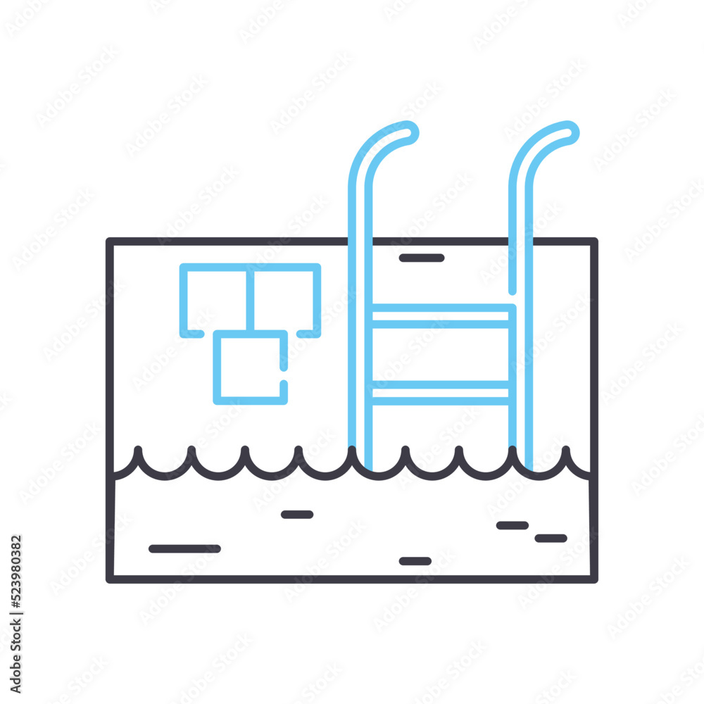swimming pool line icon, outline symbol, vector illustration, concept sign swimming pool line icon, outline symbol, vector illustration, concept sign