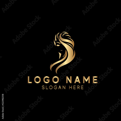 Beauty saloon logo and Woman face and hair logo vector