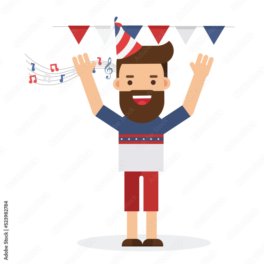 Young man having fun at party celebrating fourth of july Young man having fun at party celebrating fourth of july