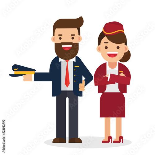 Pilot, Capitan , Flying Attendants ,air Hostess charater