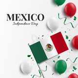 Vector Illustration of  Mexico Independence Day. Background with balloons, flags
