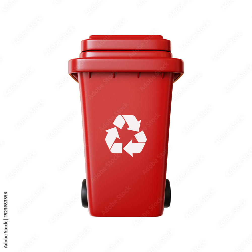 3d red trash can 3d red trash can
