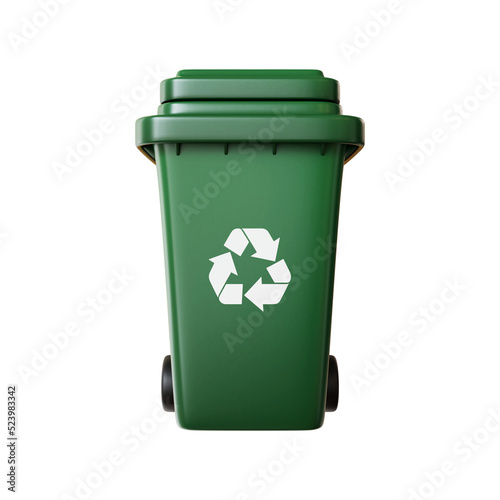 3d green trash can