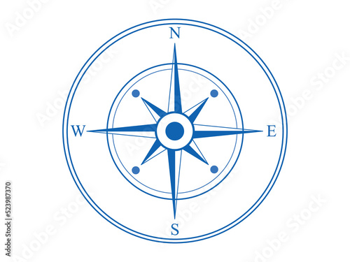 Wind Rose. Vector compass on an isolated background. Direction North, West, South, East. Vector symbol.
