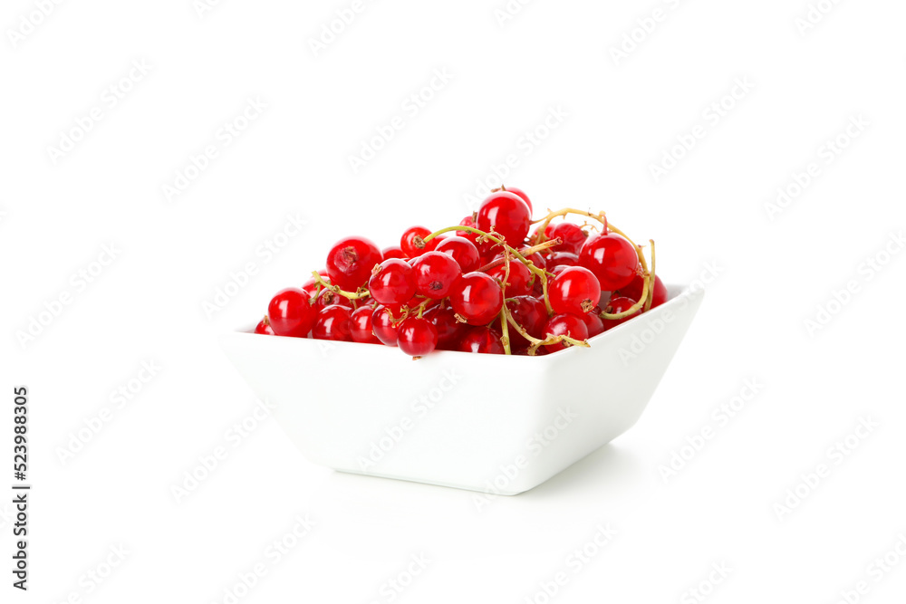 Bowl with cranberries isolated on white background