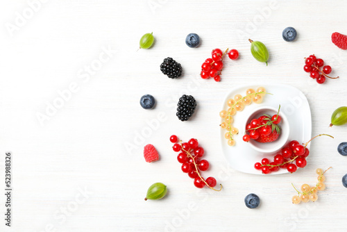 Concept of fresh food  berries  space for text