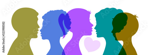 Parents and children. Drawing of a human silhouette.
Family,

adolescent psychology, family relations between relatives. Vector image.
