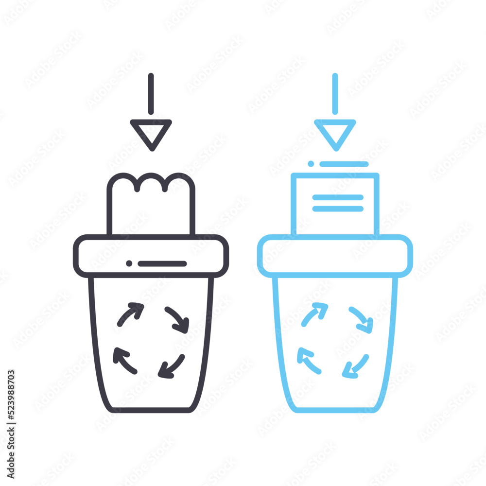 waste separation line icon, outline symbol, vector illustration, concept sign waste separation line icon, outline symbol, vector illustration, concept sign