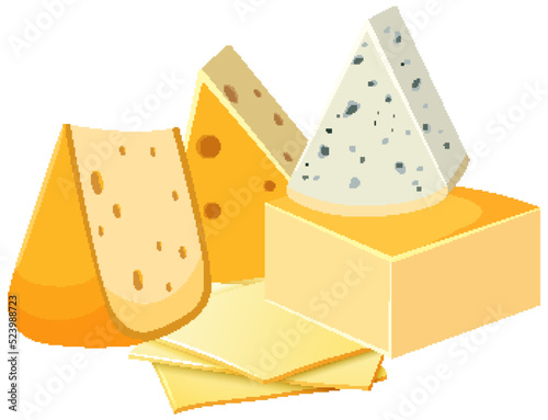 Four different cheeses vector