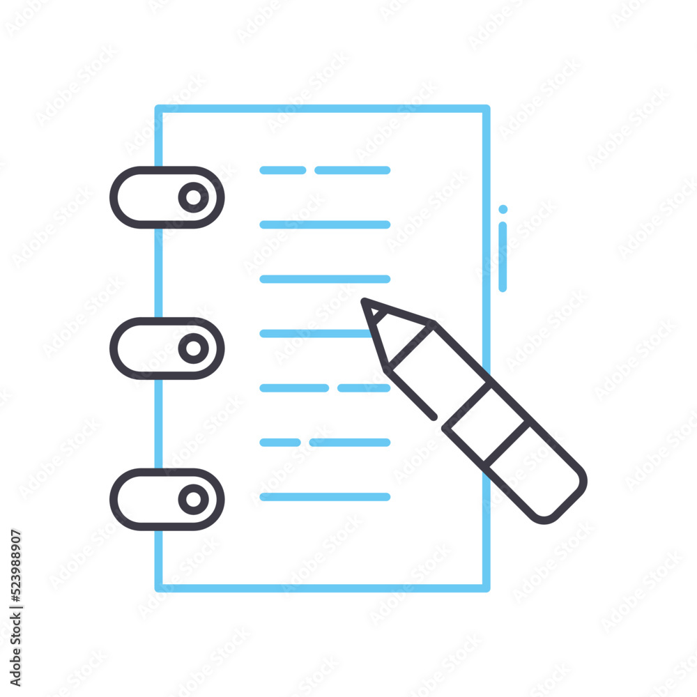 note taking line icon, outline symbol, vector illustration, concept sign