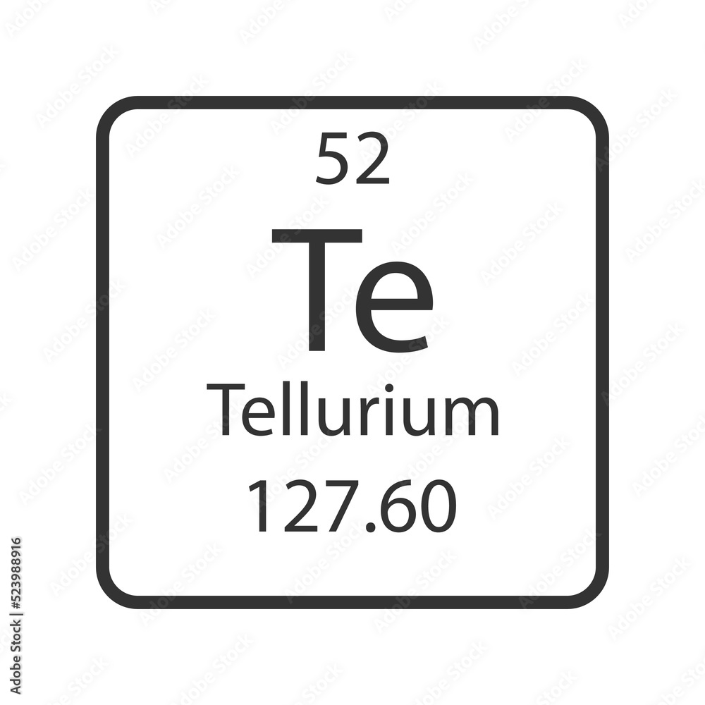 Tellurium symbol. Chemical element of the periodic table. Vector illustration. Tellurium symbol. Chemical element of the periodic table. Vector illustration.
