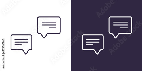 Message icon. Isolated black and white vector bubble box illustration for your design in line style