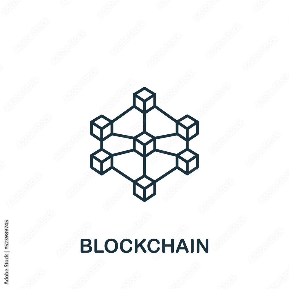 Blockchain icon. Line simple Industry 4.0 icon for templates, web design and infographics Blockchain icon. Line simple Industry 4.0 icon for templates, web design and infographics