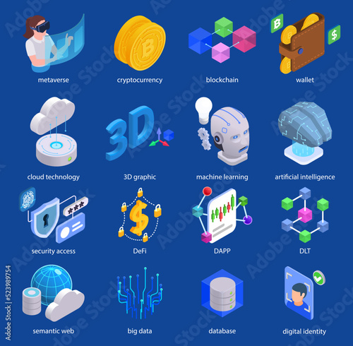 Web 3.0 Technology Isometric Set