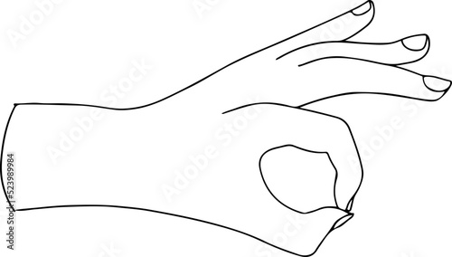 Female hands and feet. Manicure and pedicure concept. Vector Illustration in trendy outline style
