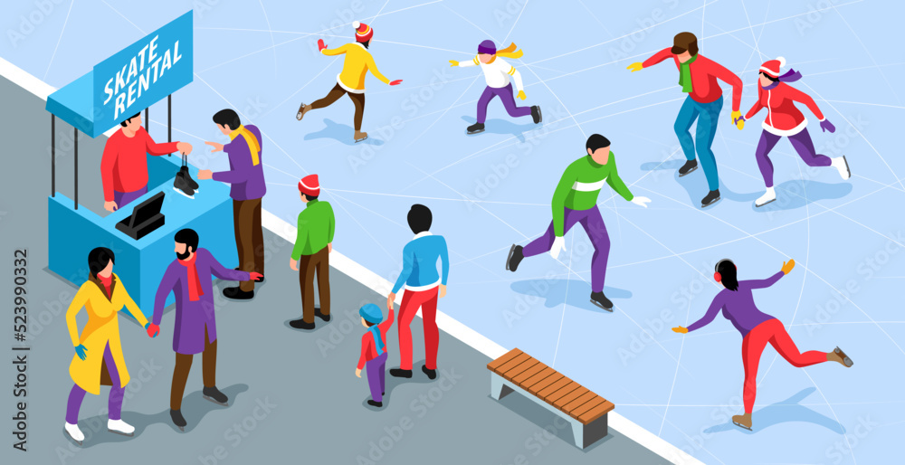 Isometric Ice Skating Illustration Isometric Ice Skating Illustration