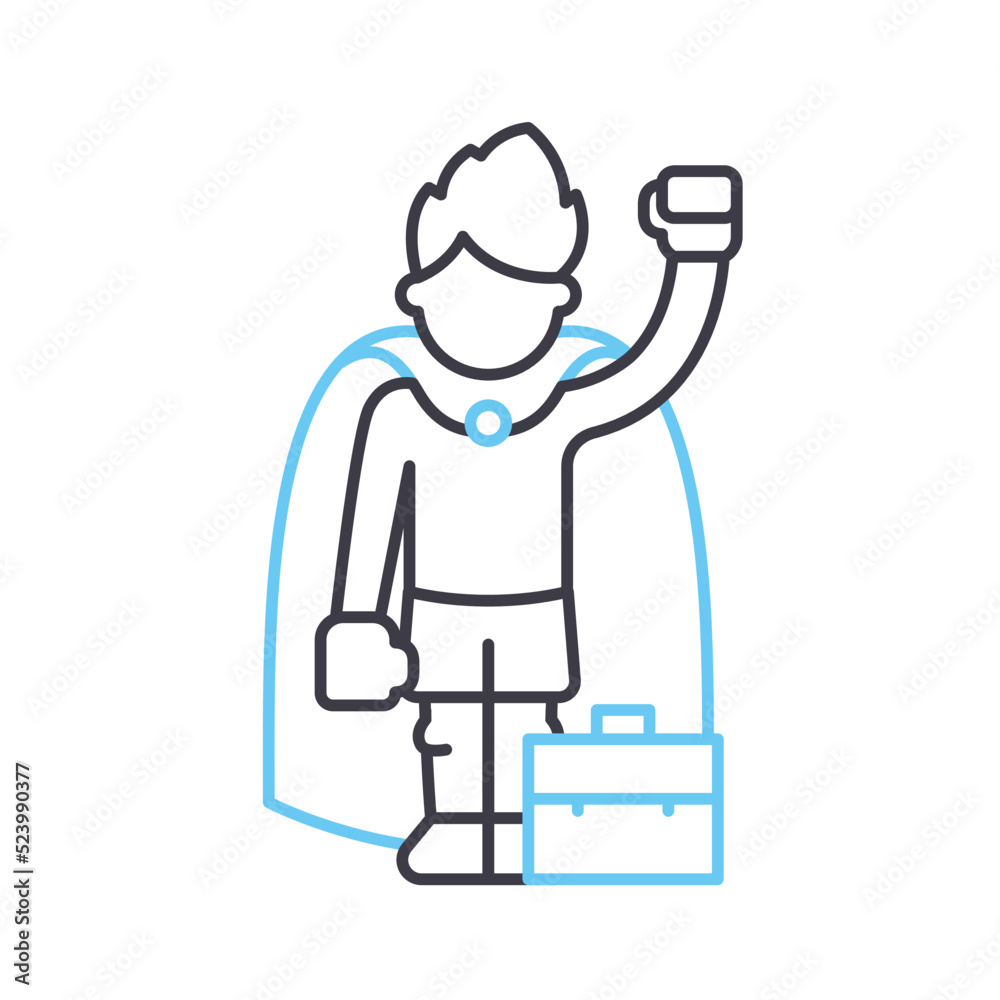 super business hero line icon, outline symbol, vector illustration, concept sign