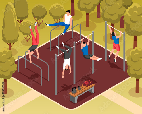 Isometric Street Workout Illustration