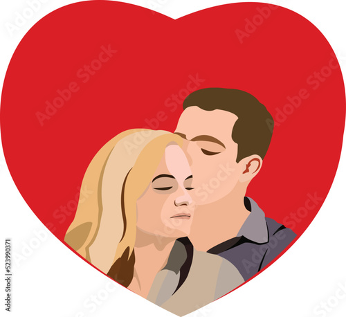 loving couple united with heart behind them-