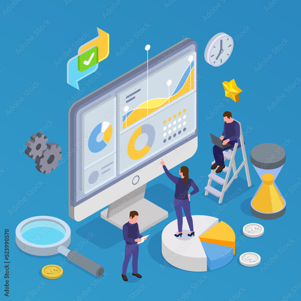 Business Software Isometric Composition Business Software Isometric Composition