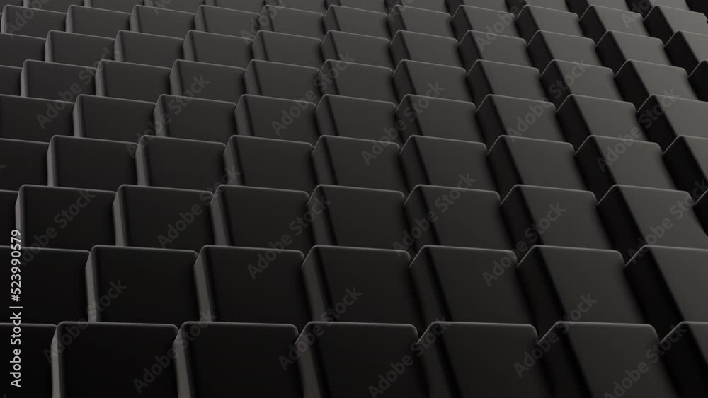 Forward moving along abstract black cubes animation on dark background Forward moving along abstract black cubes animation on dark background