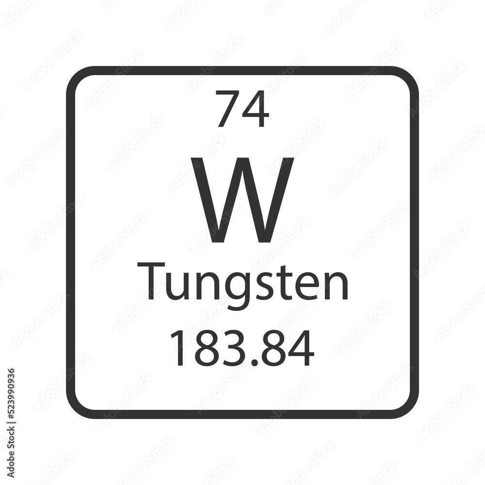 Tungsten symbol. Chemical element of the periodic table. Vector illustration. Tungsten symbol. Chemical element of the periodic table. Vector illustration.