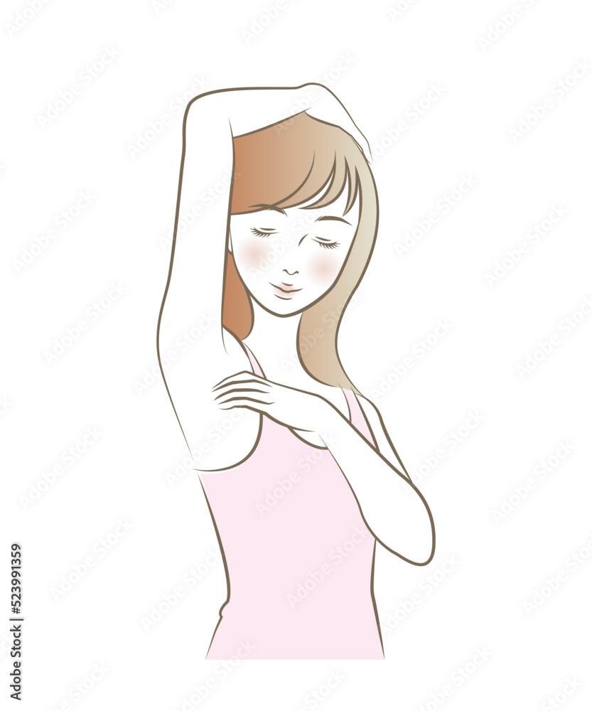 脇の綺麗な女性のイラスト素材 ベクター 美容 脱毛 脇の綺麗な女性のイラスト素材 ベクター 美容 脱毛