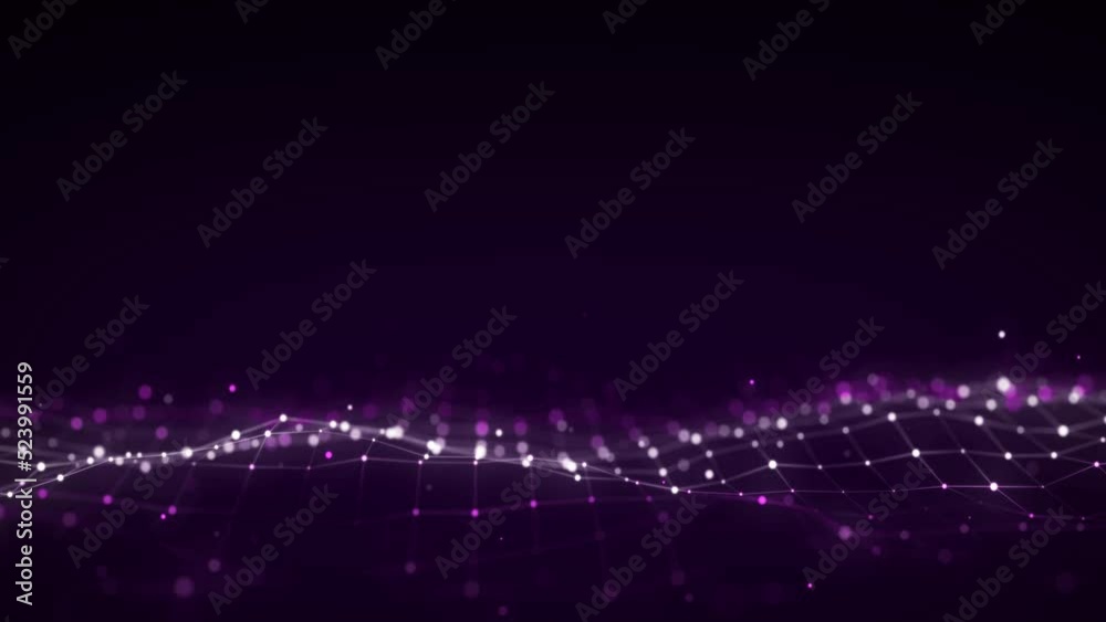 Dynamic wave with connected dots and lines. Digital wave background concept. Abstract technology background. Big data visualization. 3D rendering.