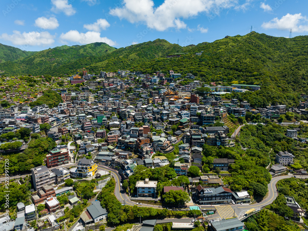 Aerial view of Jiufen in Taiwan
