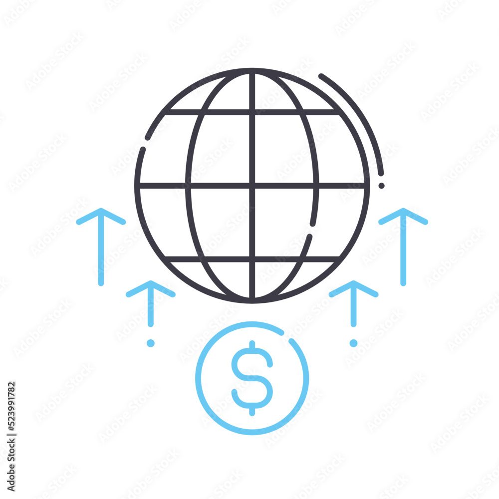 global investment line icon, outline symbol, vector illustration, concept sign global investment line icon, outline symbol, vector illustration, concept sign