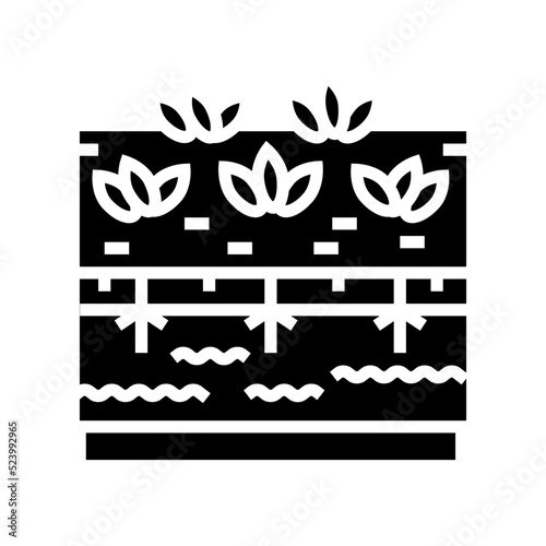 hydroponics water system irrigation glyph icon vector. hydroponics water system irrigation sign. isolated symbol illustration
