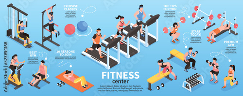 Isometric Gym Fitness Infographics