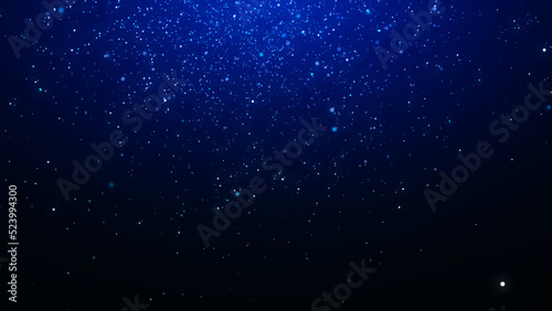 Background of falling magic dust particles. Abstract futuristic concept. Energy flow of blue particles. 3D rendering.