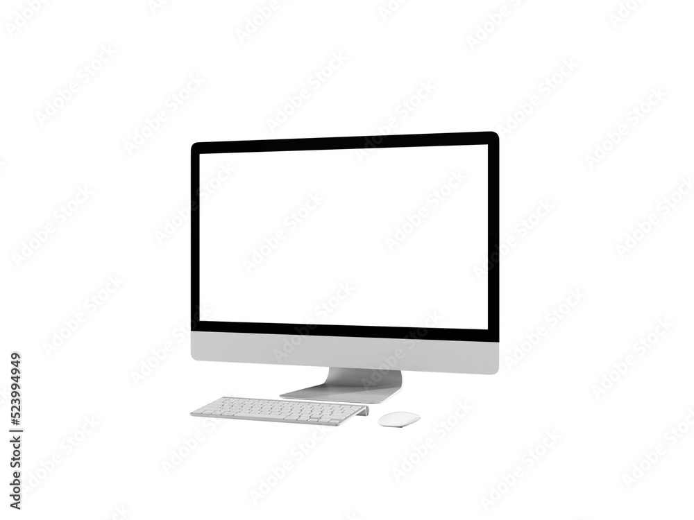 Desktop computer. Clipping path for device. Isolated on white background. 3d rendering Desktop computer. Clipping path for device. Isolated on white background. 3d rendering