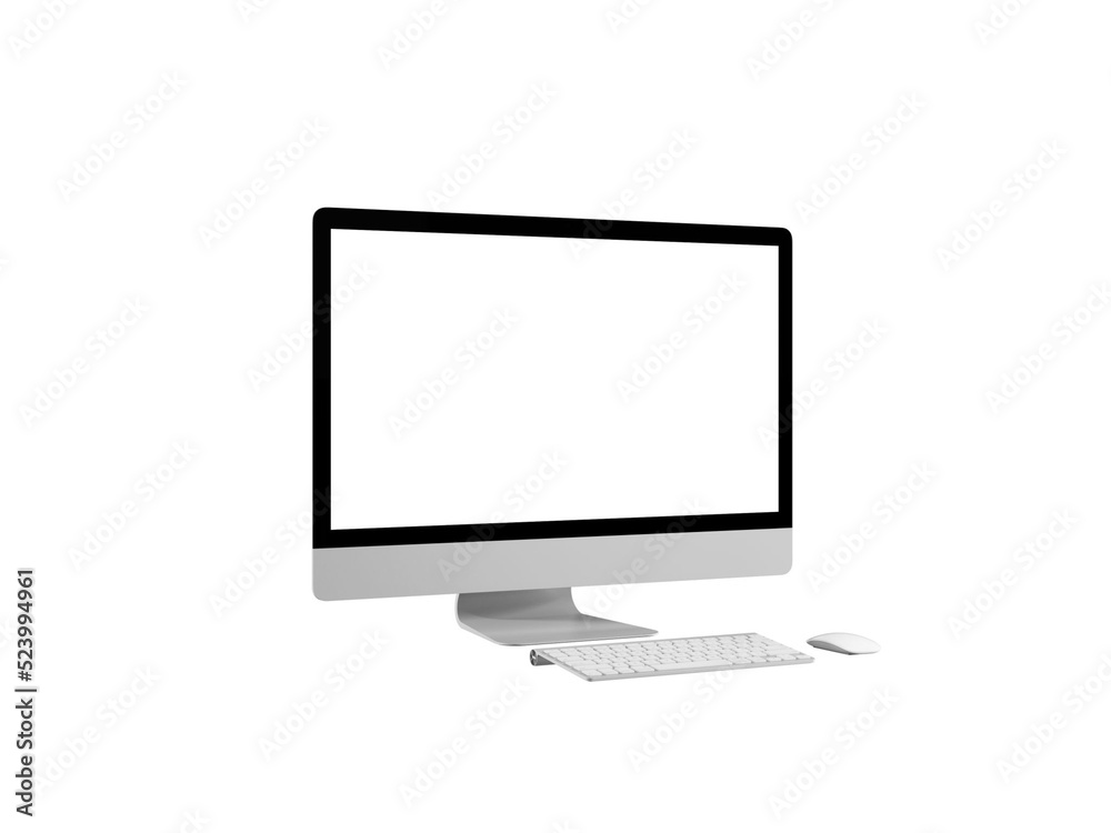 Desktop computer. Clipping path for device. Isolated on white background. 3d rendering Desktop computer. Clipping path for device. Isolated on white background. 3d rendering