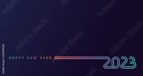 Happy New Year 2023, creative colored lines design. Christmas banner, digits on blue background. Graphic vector template for calendar, postcard or poster