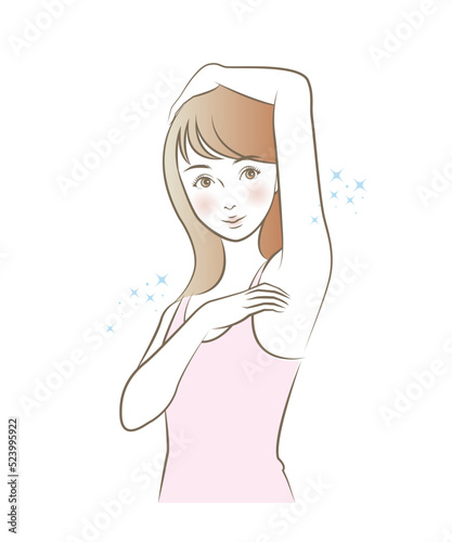脇の綺麗な女性のイラスト素材 ベクター 美容 脱毛  制汗 