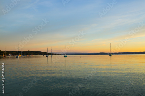 Wallpaper Mural Sailing boats on the Ammersee in the sunset Torontodigital.ca