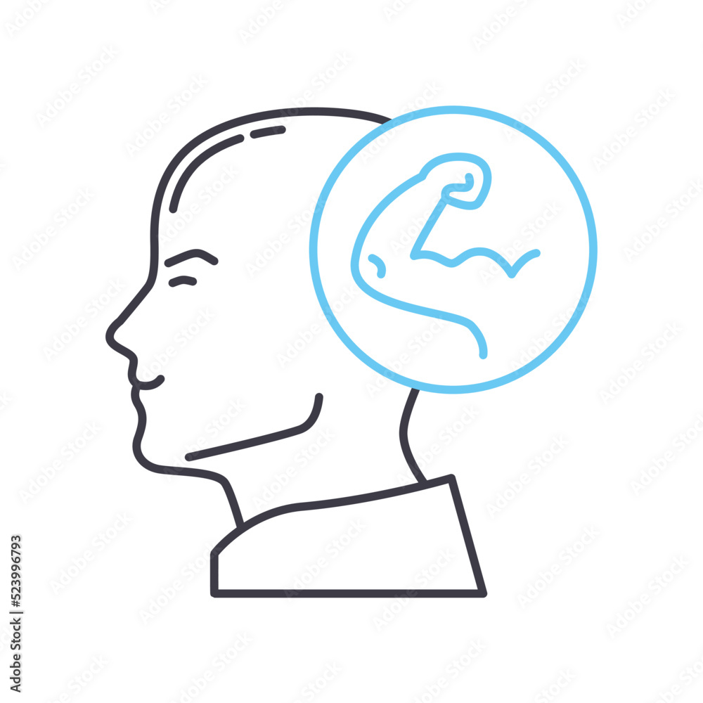 mind power line icon, outline symbol, vector illustration, concept sign mind power line icon, outline symbol, vector illustration, concept sign