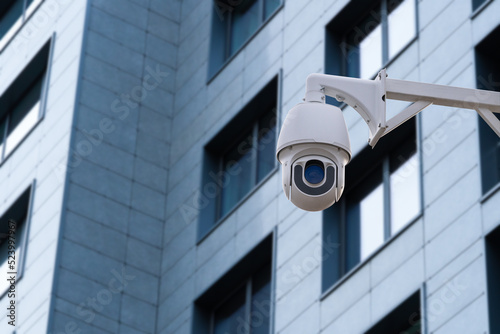 CCTV with Blurring Building construction background.