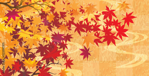 秋の紅葉和風背景
