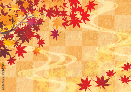 秋の紅葉和風背景
