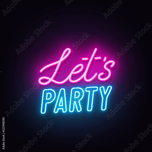 Let s Party neon sign on black background.