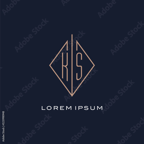 Monogram KS logo with diamond rhombus style, Luxury modern logo design